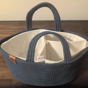 Rope storage basket with divider